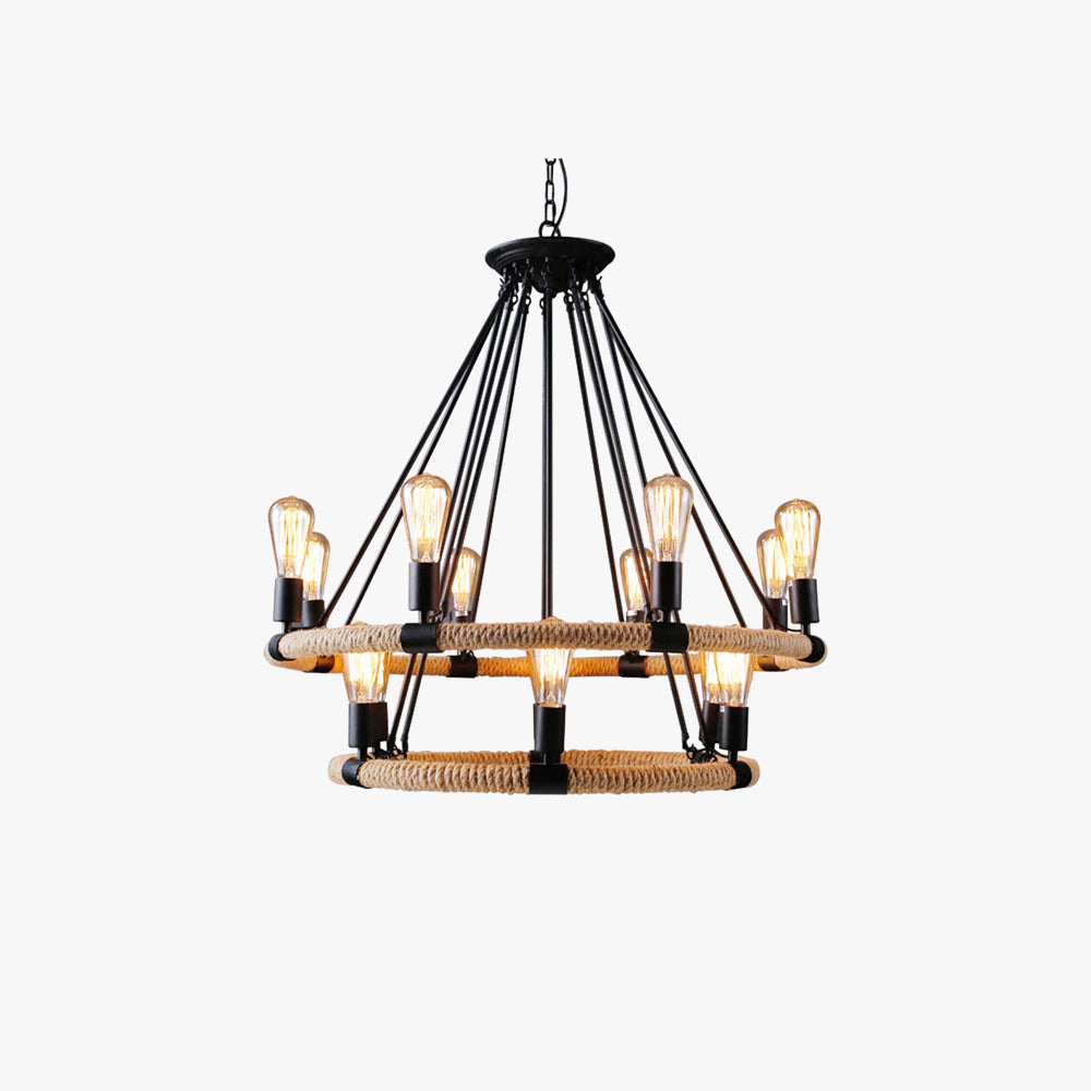 Pendant Light Industrial LED With Hemp Rope Accent