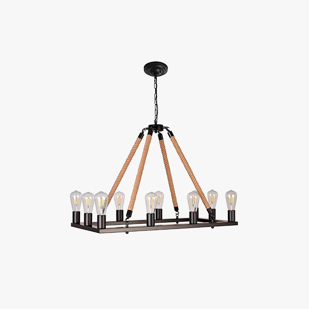 Industrial Vintage LED Pendant Light With Rope Accent
