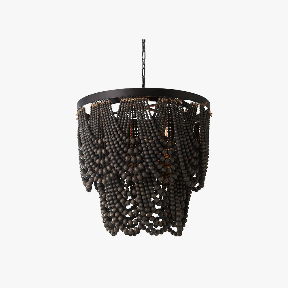 Subtle LED Glow Pendant Light With Boho Wood and Metal