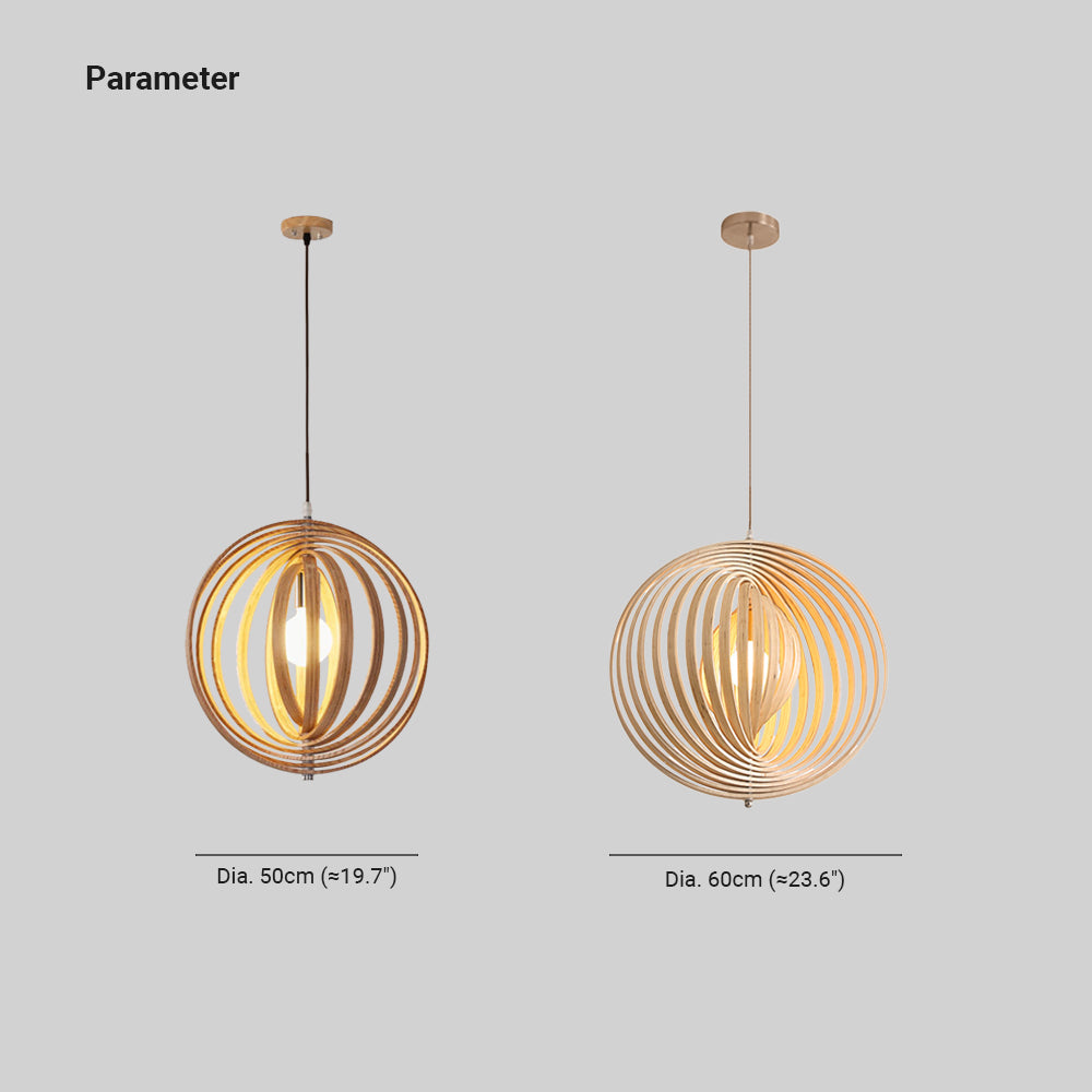 Wood and Metal Finish Japanese LED Pendant Light