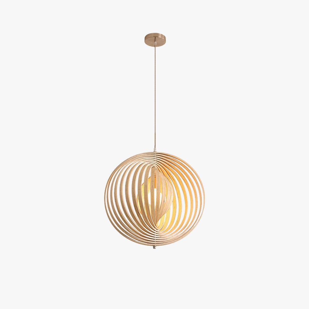 Wood and Metal Finish Japanese LED Pendant Light