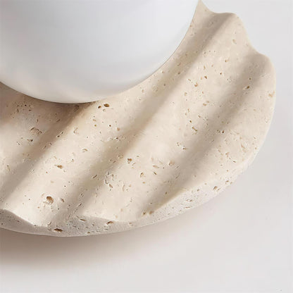 Sculpted Base And Glass Diffuser Travertine Stone Ceiling Light