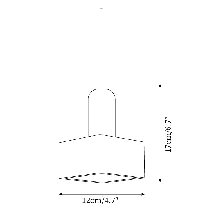 Square Travertine and Wood Pendant Light