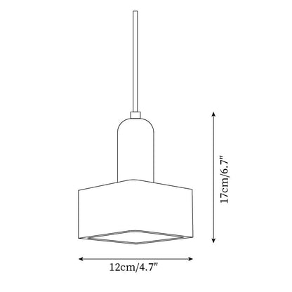Square Travertine and Wood Pendant Light