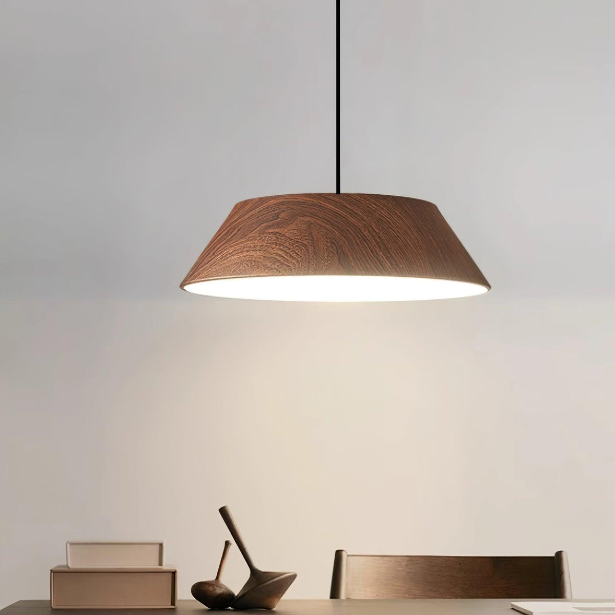 Integrated LED Pendant Light With Walnut Wood Grain