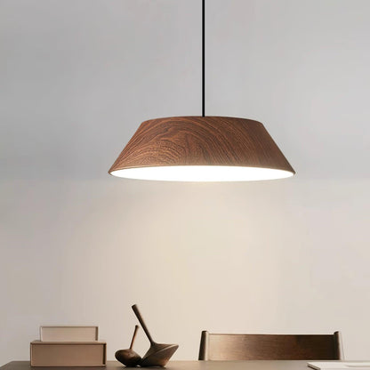 Integrated LED Pendant Light With Walnut Wood Grain