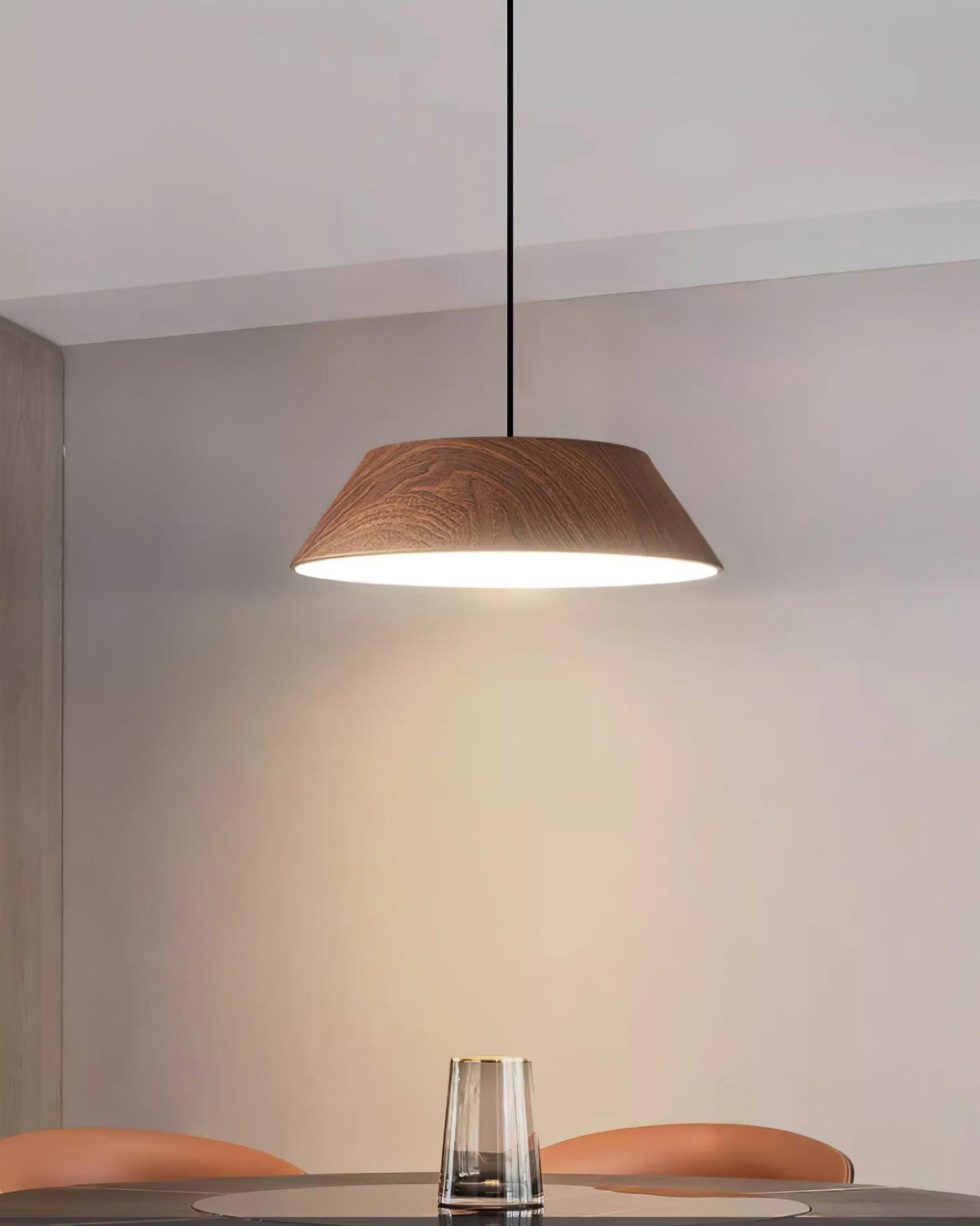 Integrated LED Pendant Light With Walnut Wood Grain