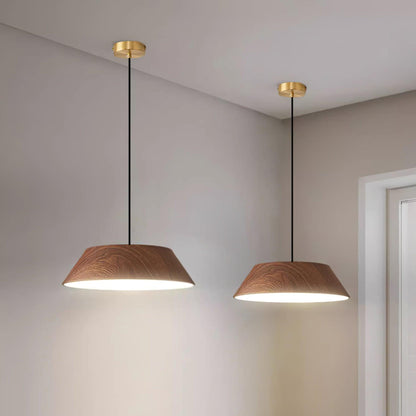 Integrated LED Pendant Light With Walnut Wood Grain