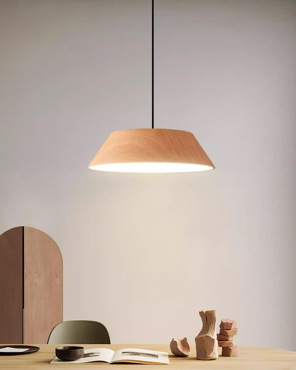 Integrated LED Pendant Light With Walnut Wood Grain