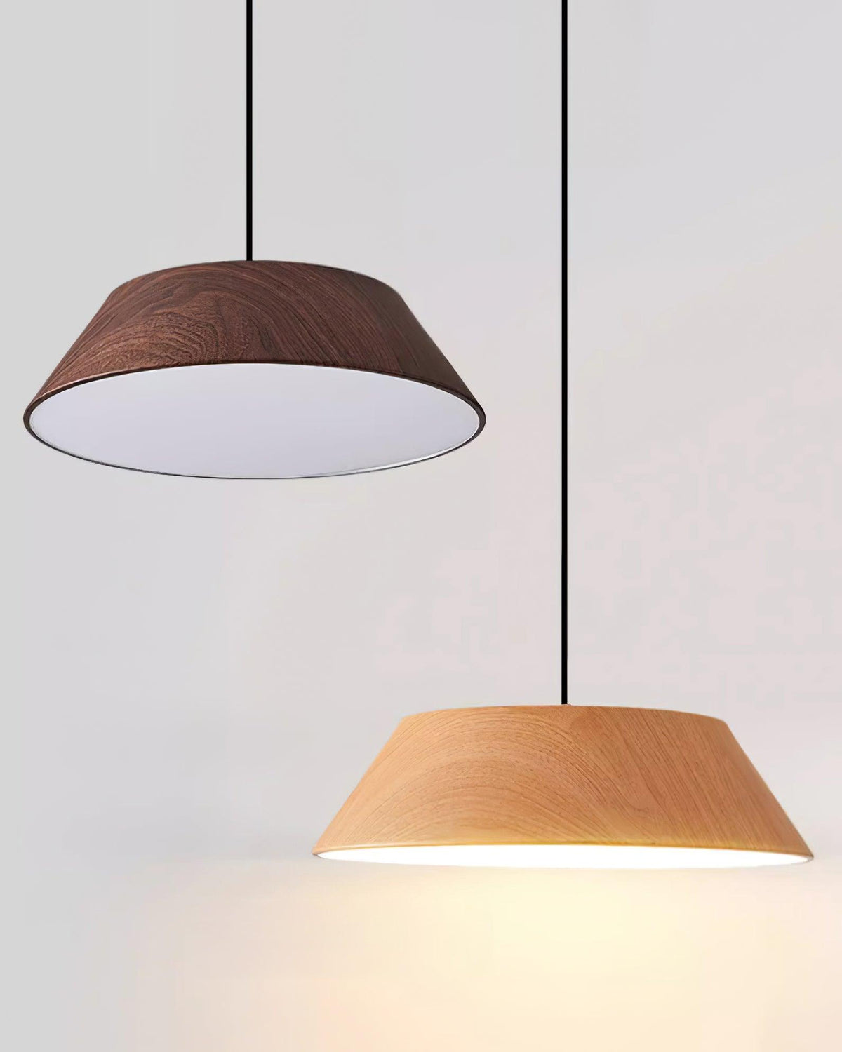 Integrated LED Pendant Light With Walnut Wood Grain