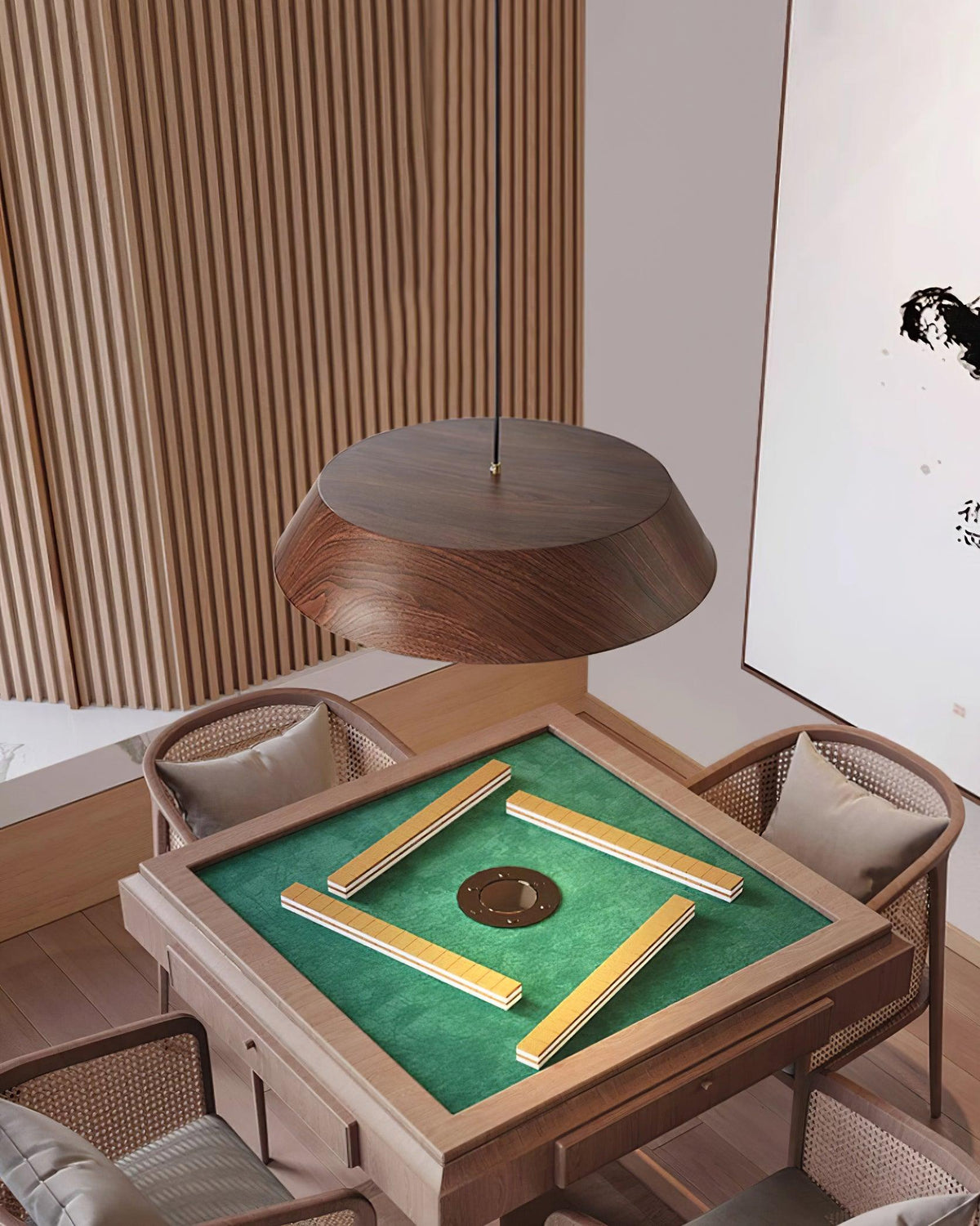 Integrated LED Pendant Light With Walnut Wood Grain