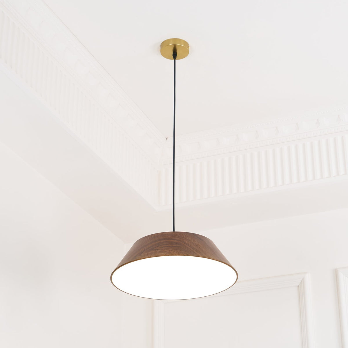 Integrated LED Pendant Light With Walnut Wood Grain