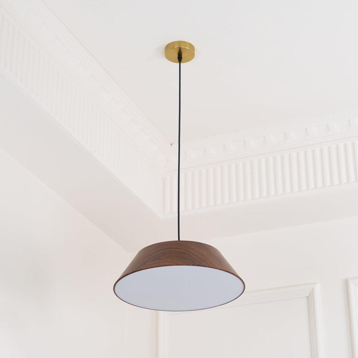 Integrated LED Pendant Light With Walnut Wood Grain