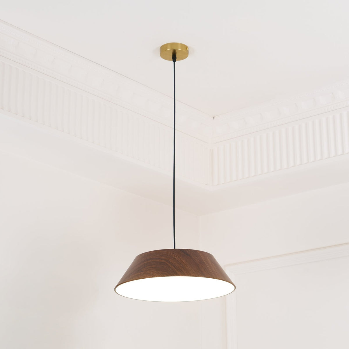 Integrated LED Pendant Light With Walnut Wood Grain