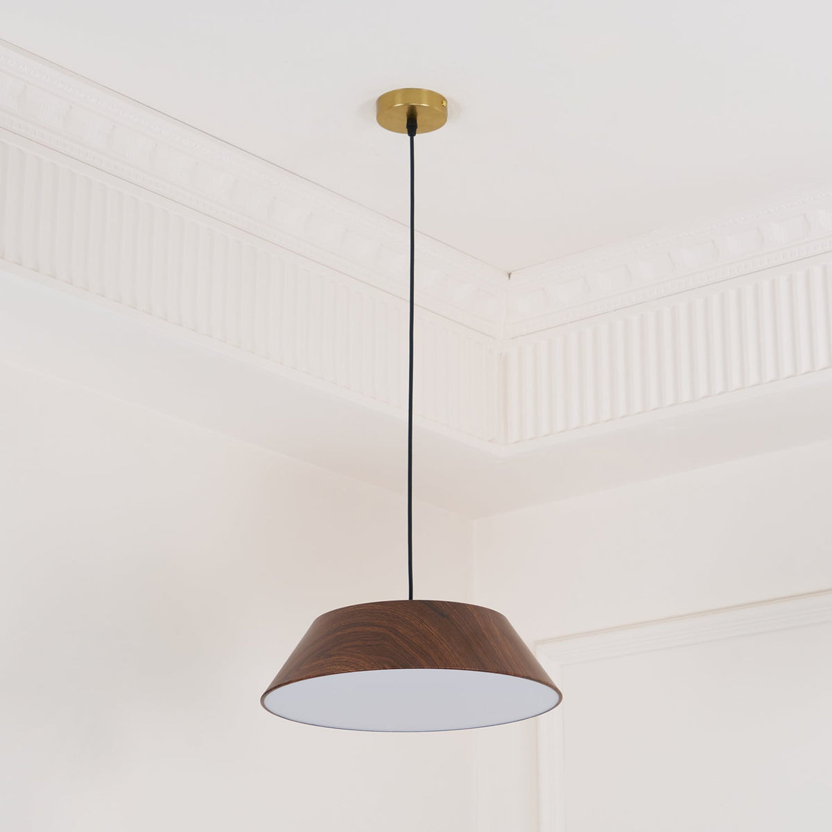 Integrated LED Pendant Light With Walnut Wood Grain