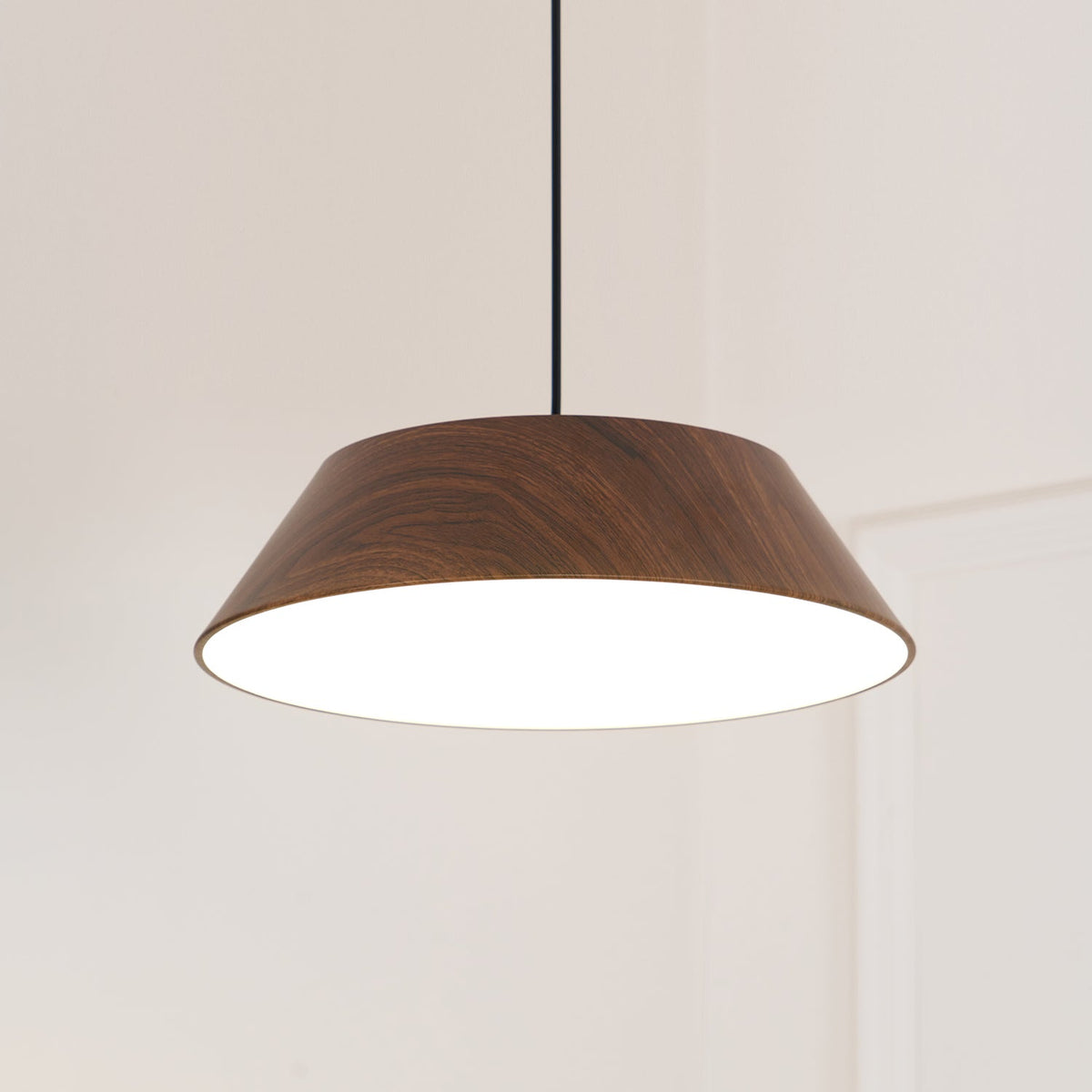 Integrated LED Pendant Light With Walnut Wood Grain