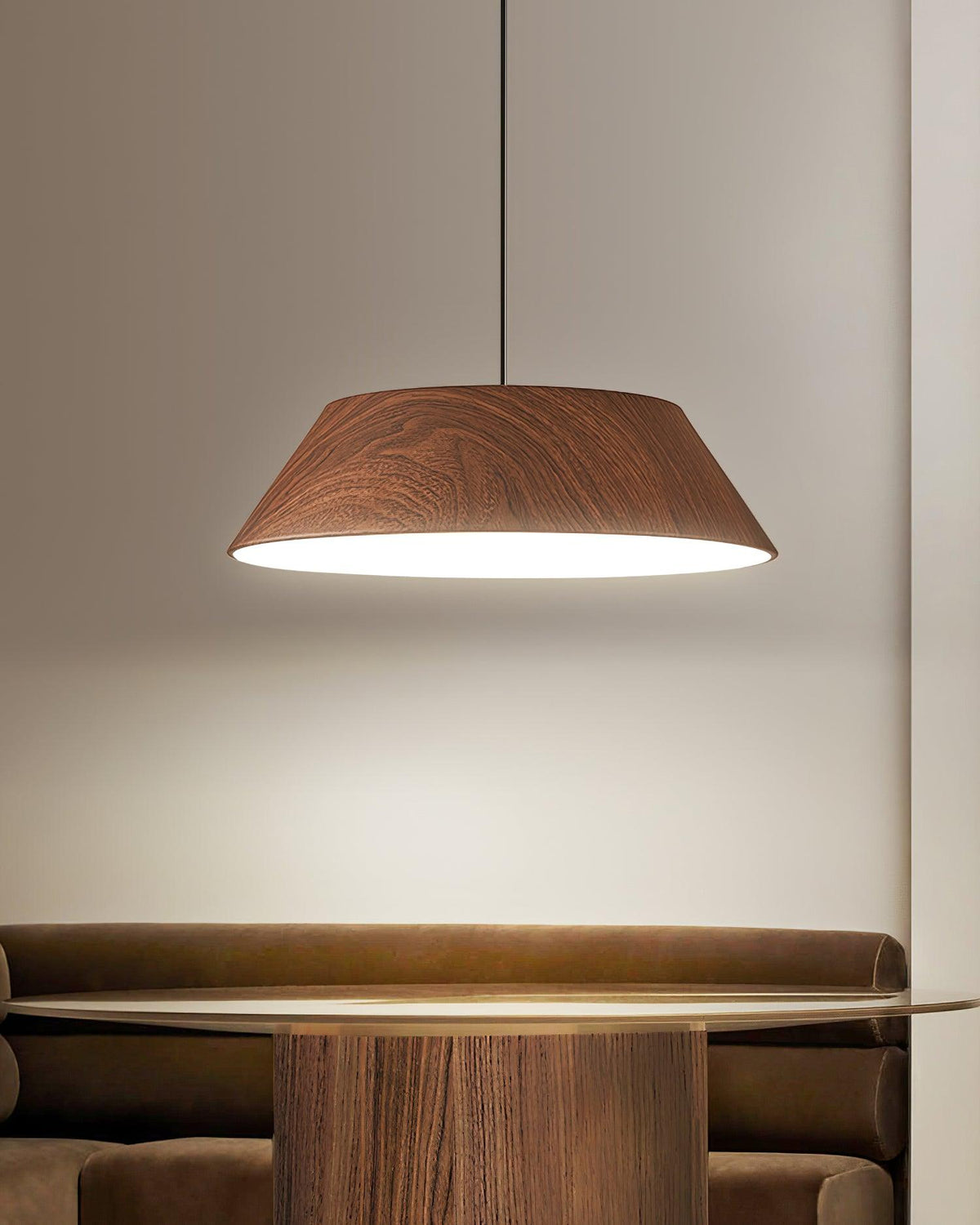 Integrated LED Pendant Light With Walnut Wood Grain