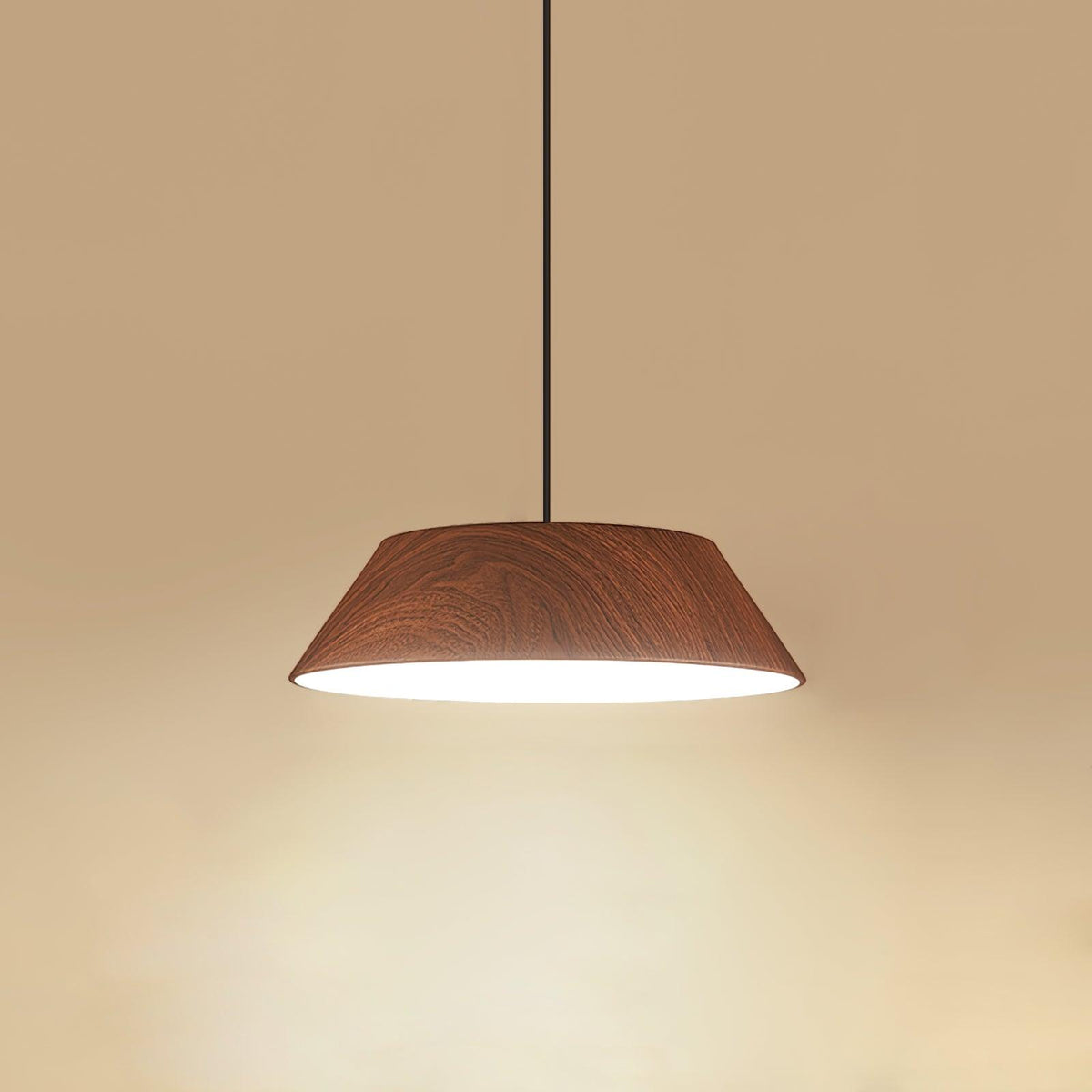 Integrated LED Pendant Light With Walnut Wood Grain