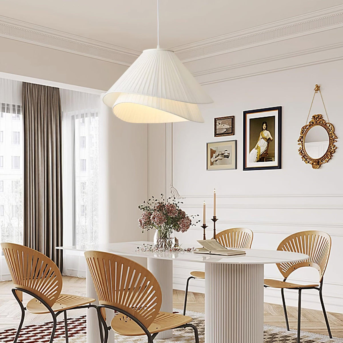 Soft Ambient Glow Pendant Light For Elegant Pleated Fabric