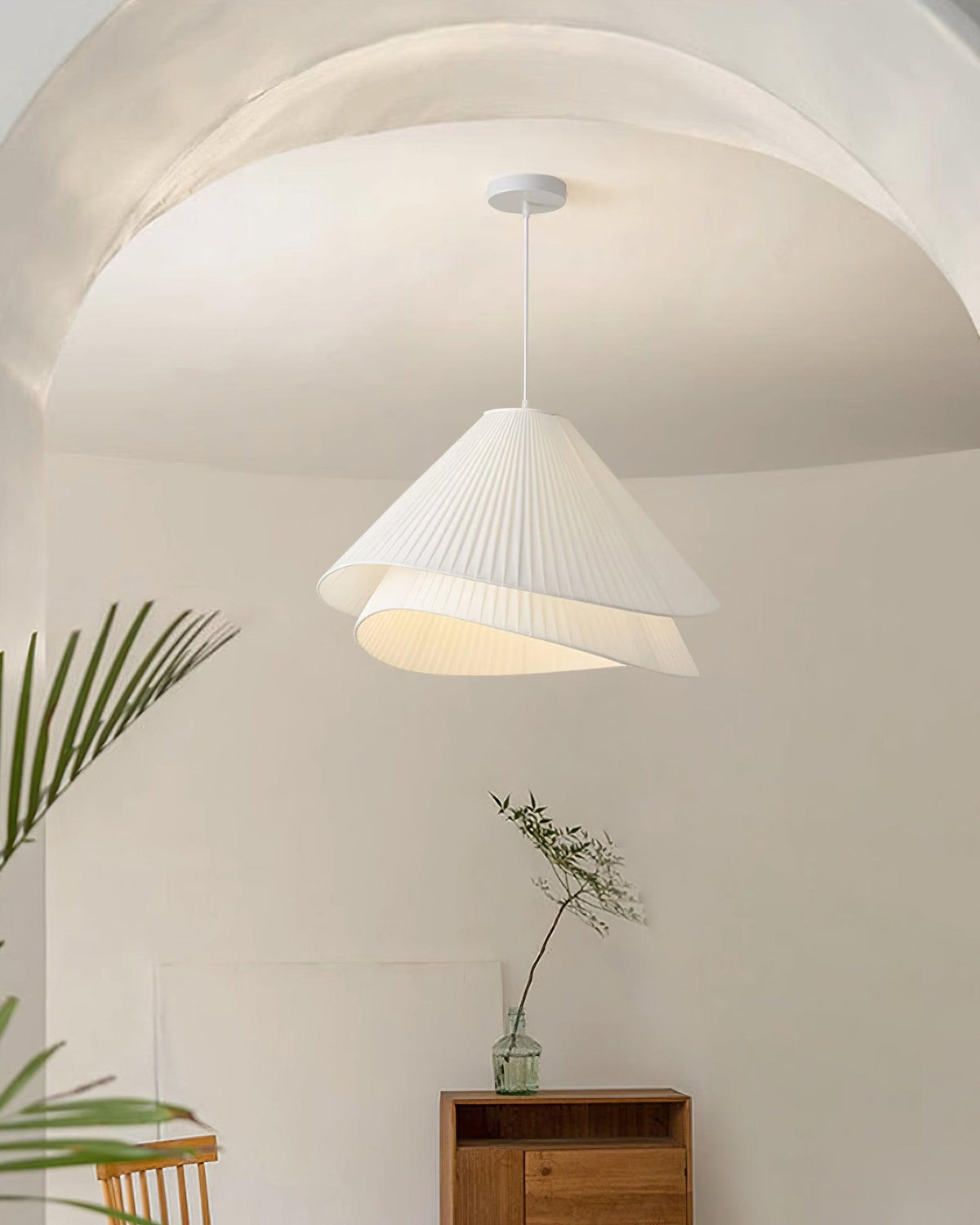 Soft Ambient Glow Pendant Light For Elegant Pleated Fabric