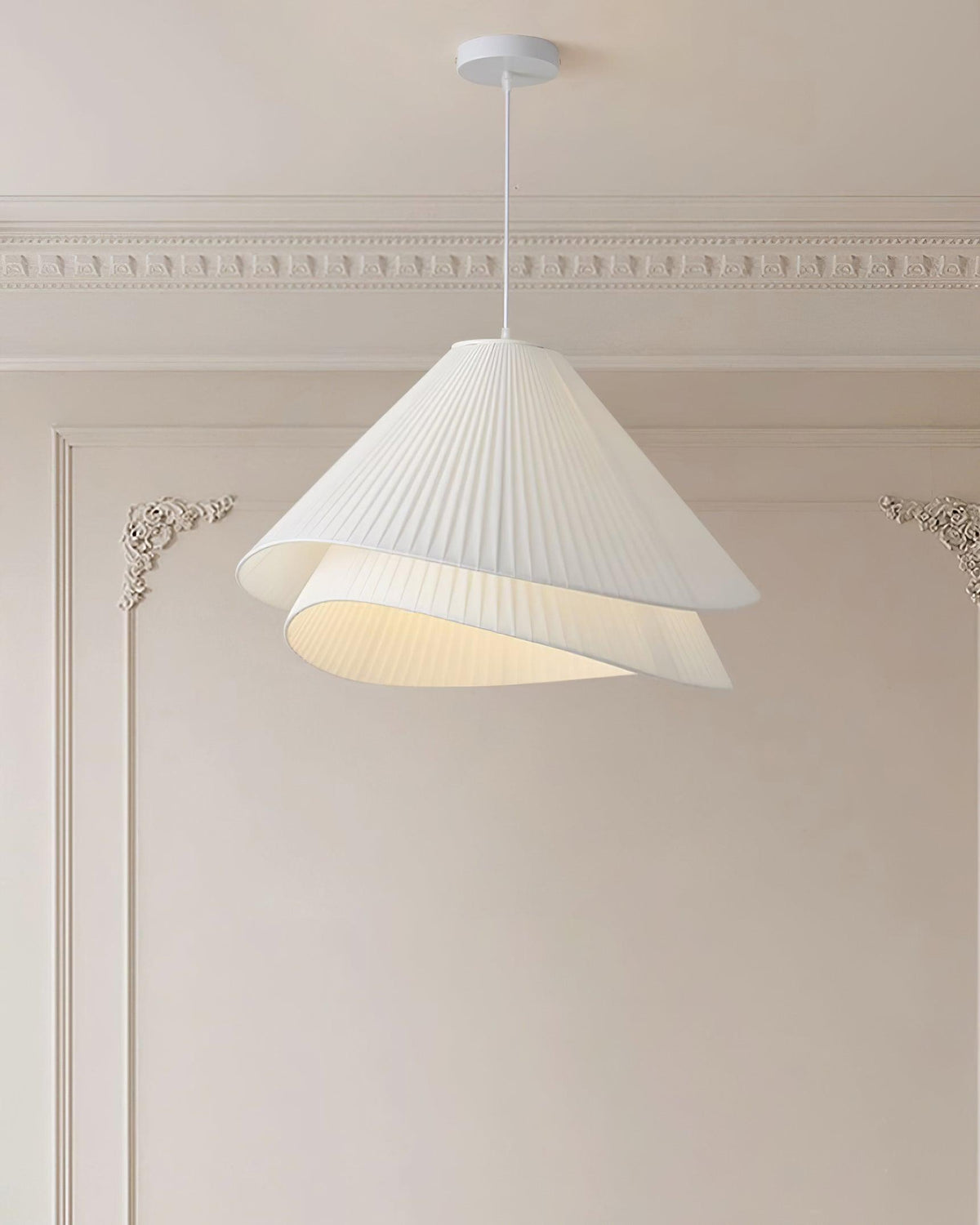 Soft Ambient Glow Pendant Light For Elegant Pleated Fabric