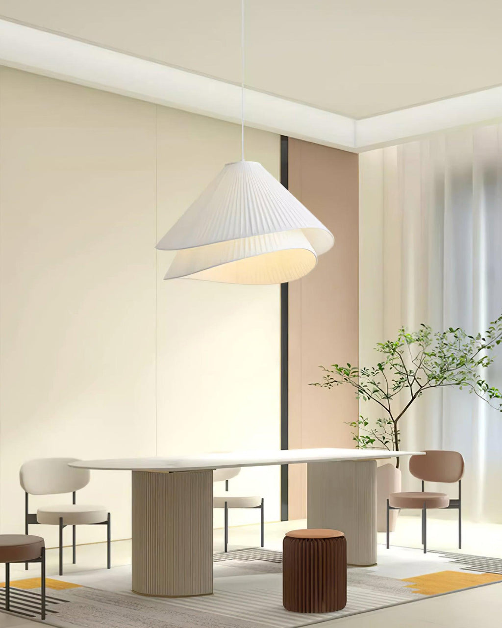 Soft Ambient Glow Pendant Light For Elegant Pleated Fabric