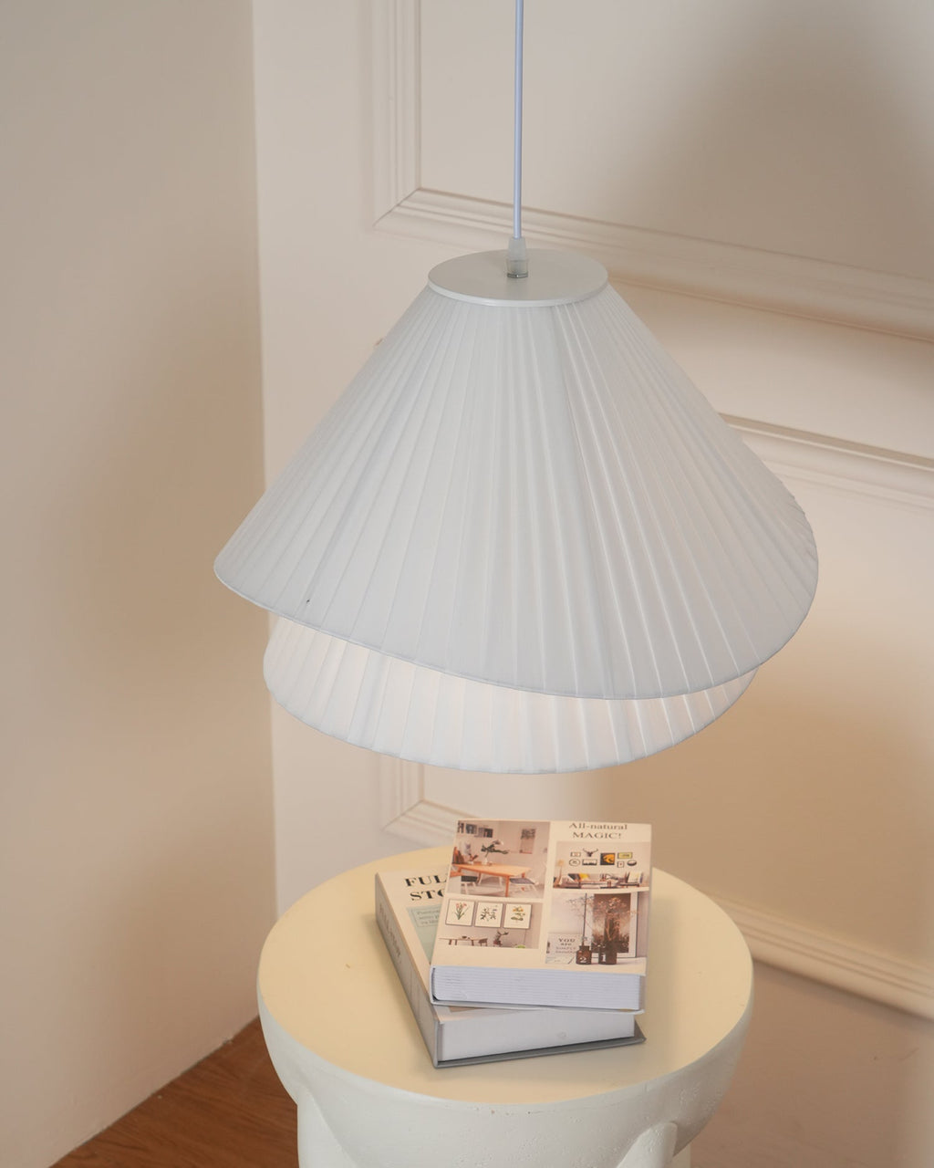 Soft Ambient Glow Pendant Light For Elegant Pleated Fabric
