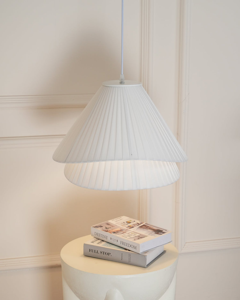 Soft Ambient Glow Pendant Light For Elegant Pleated Fabric