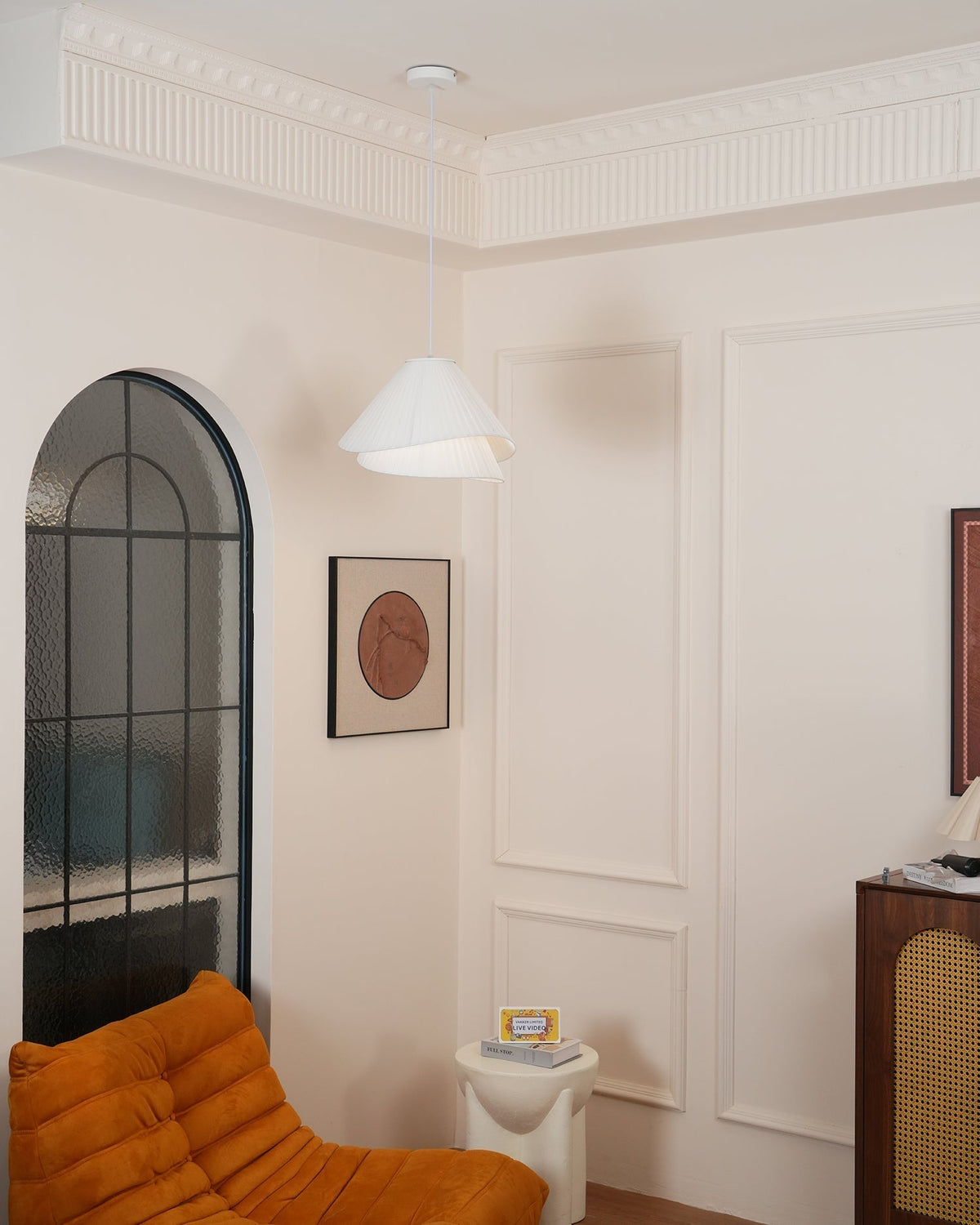 Soft Ambient Glow Pendant Light For Elegant Pleated Fabric