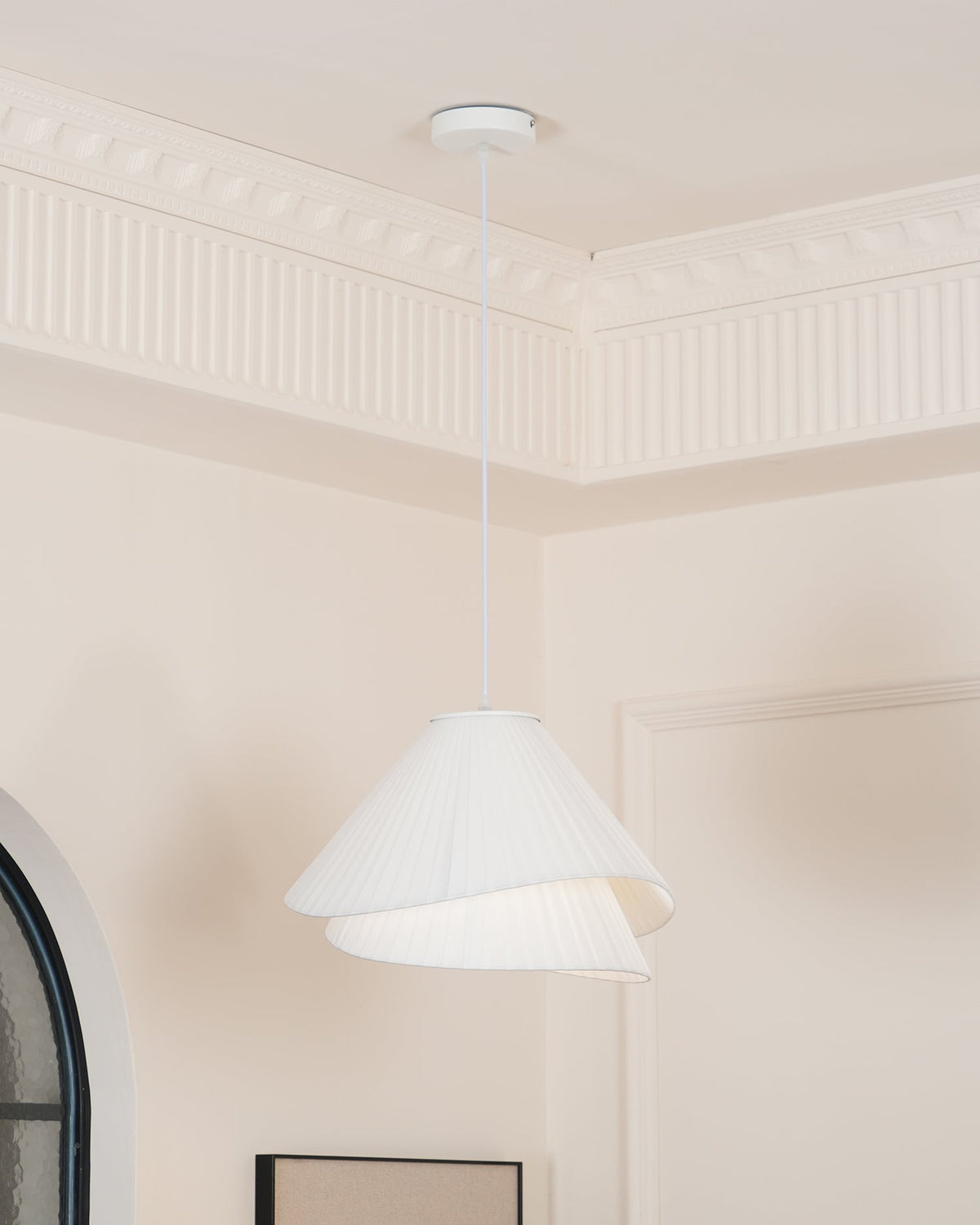 Soft Ambient Glow Pendant Light For Elegant Pleated Fabric