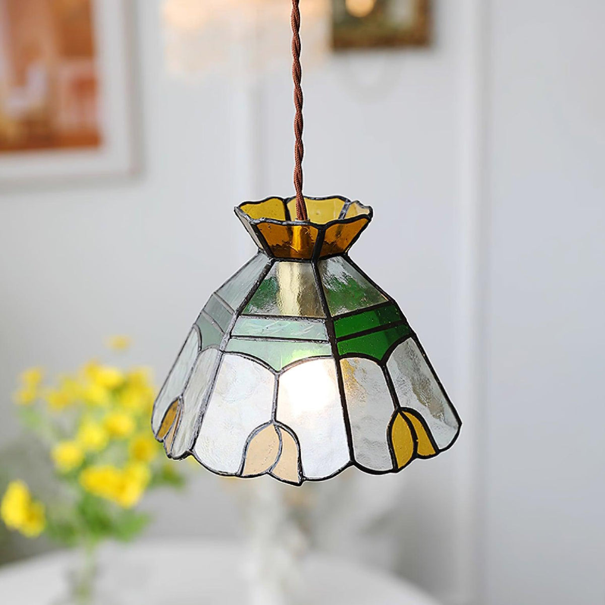 Warm Ambience Stained Glass Pendant Lamp