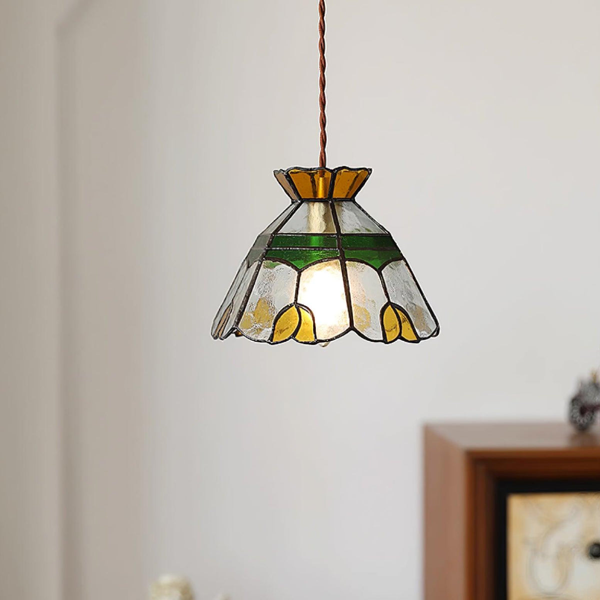Warm Ambience Stained Glass Pendant Lamp