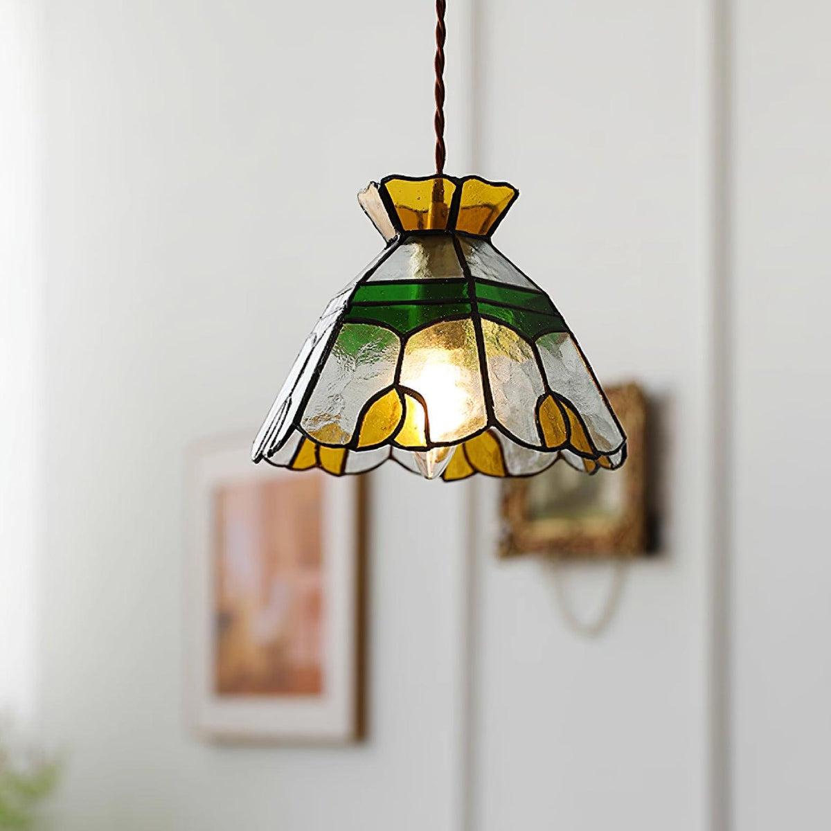 Warm Ambience Stained Glass Pendant Lamp