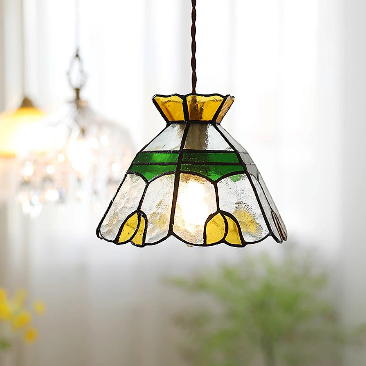 Warm Ambience Stained Glass Pendant Lamp