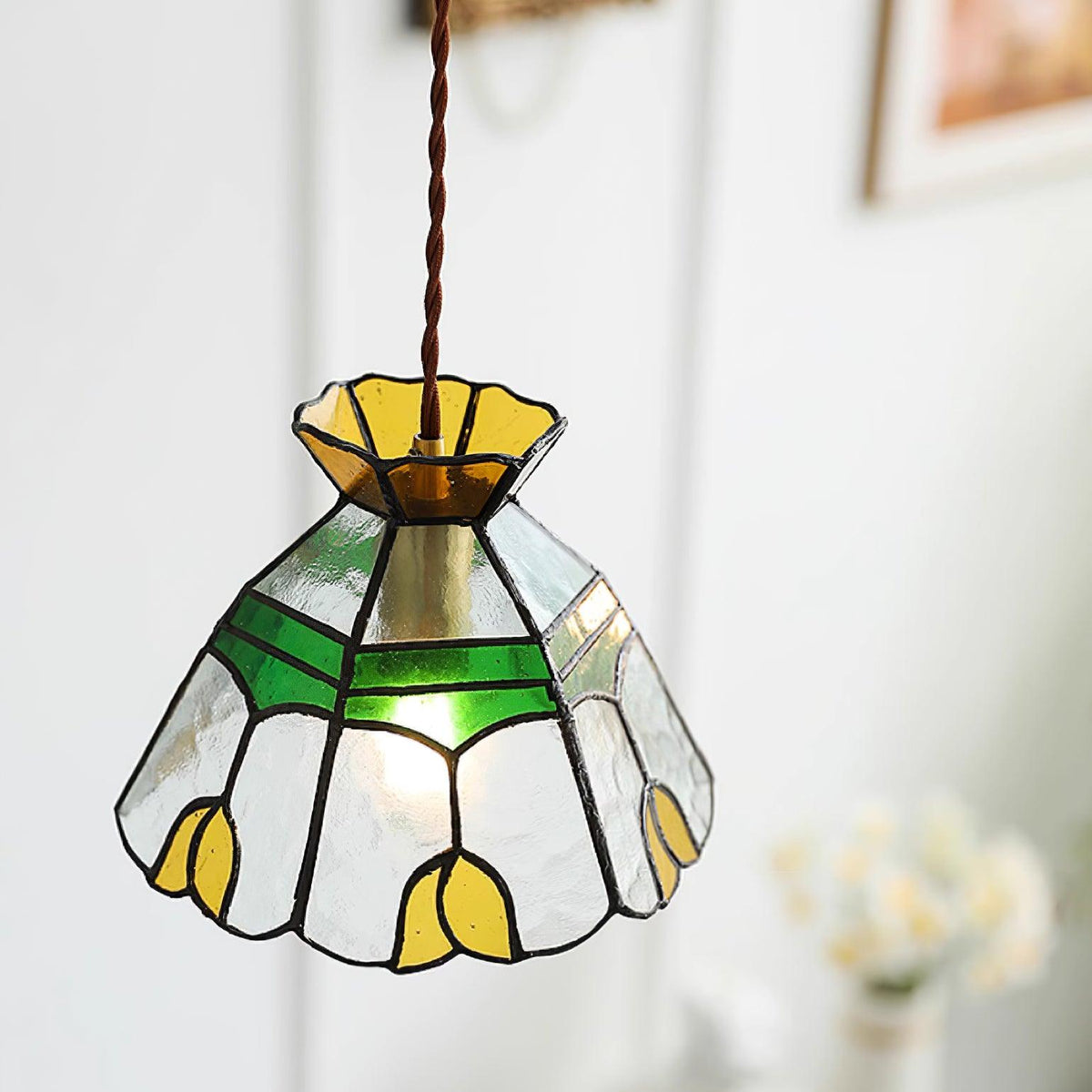 Warm Ambience Stained Glass Pendant Lamp