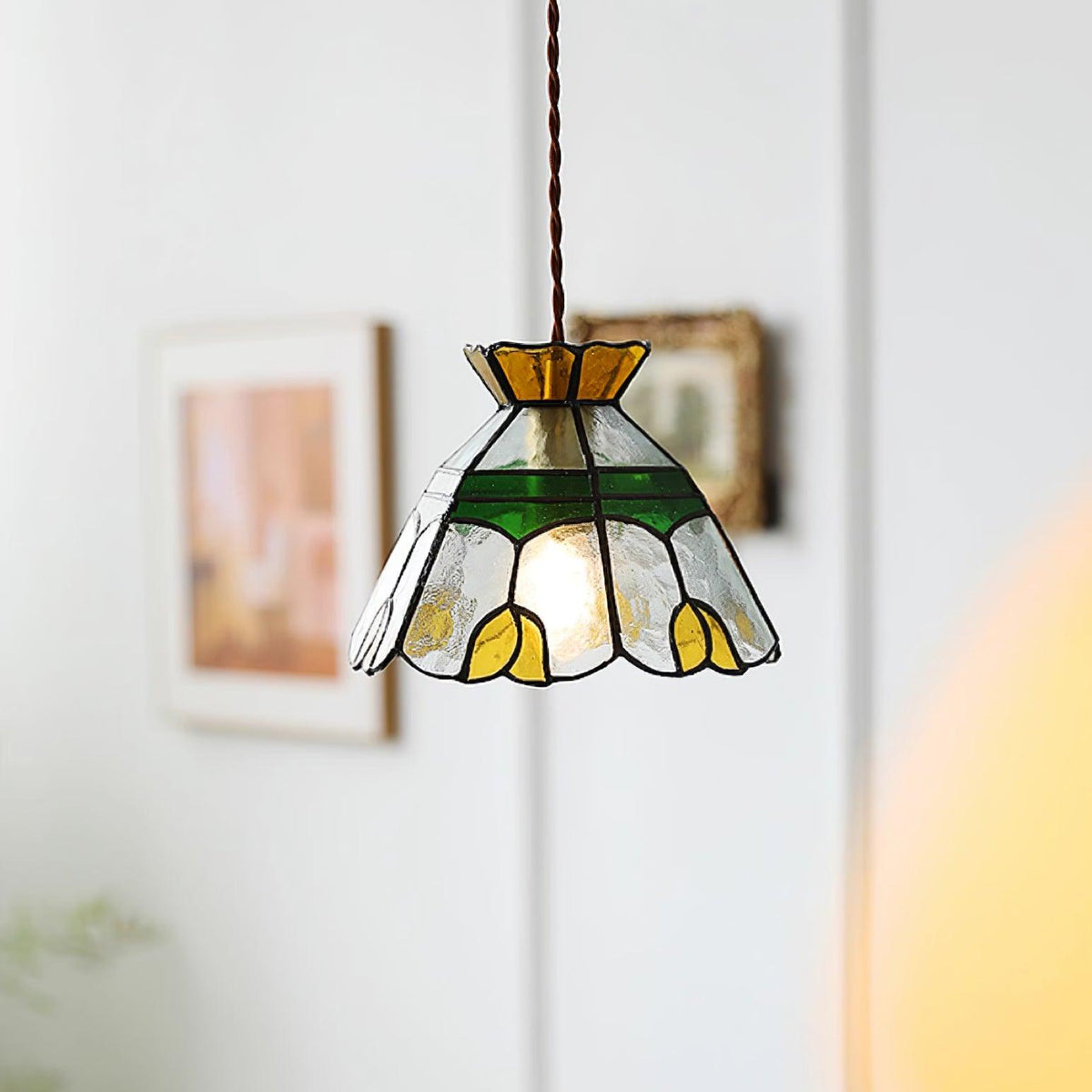 Warm Ambience Stained Glass Pendant Lamp