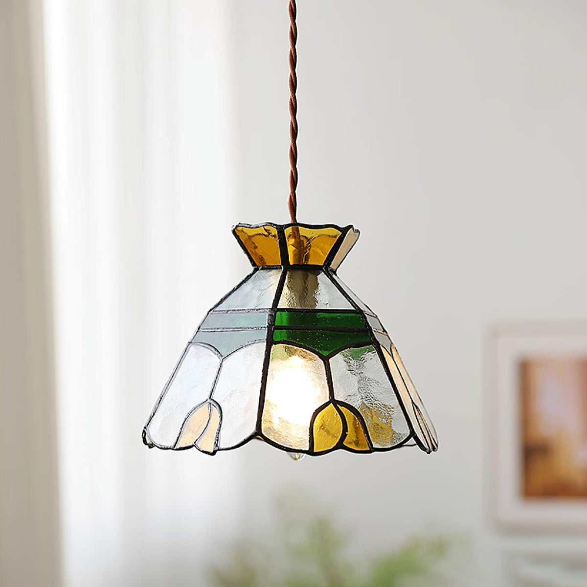Warm Ambience Stained Glass Pendant Lamp