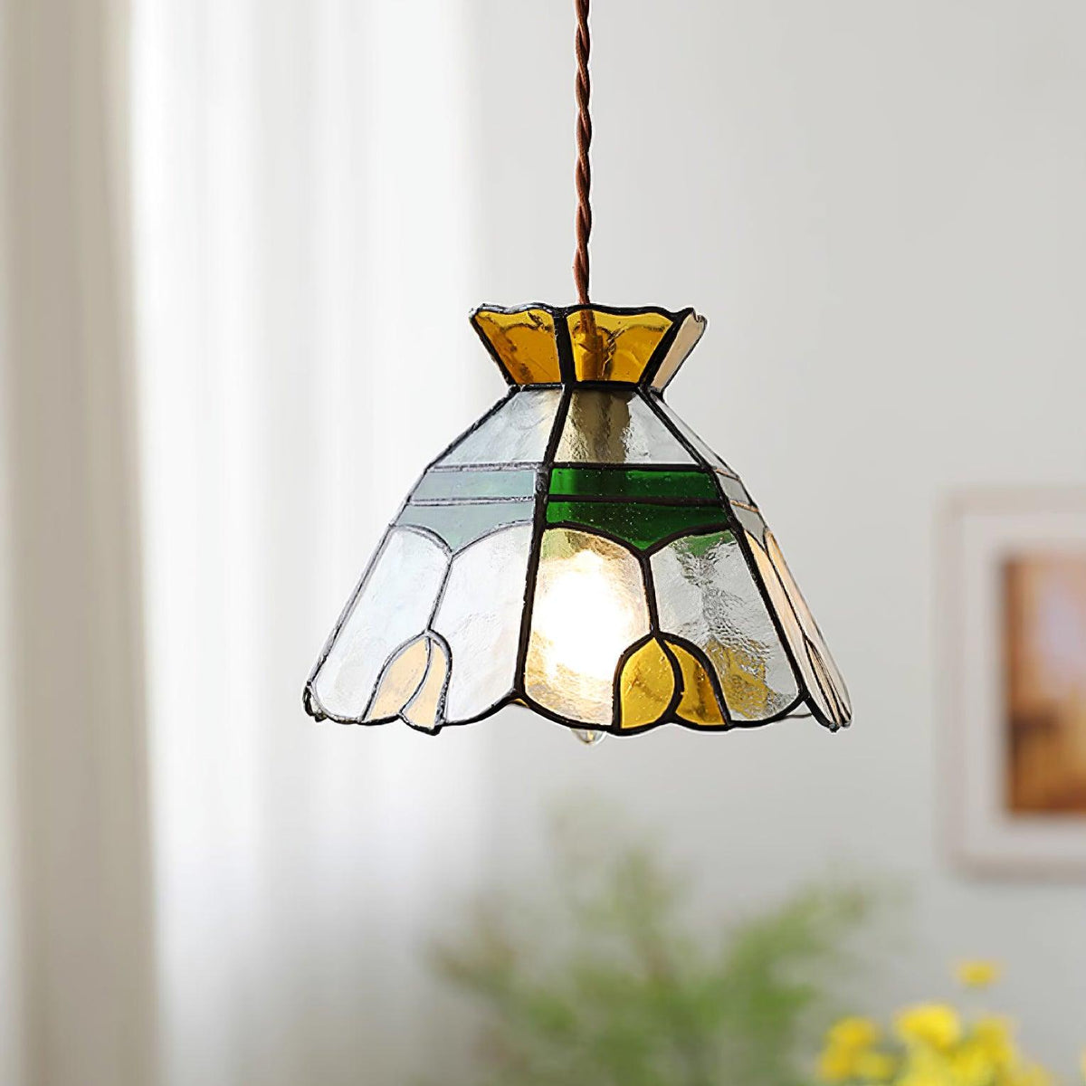 Warm Ambience Stained Glass Pendant Lamp