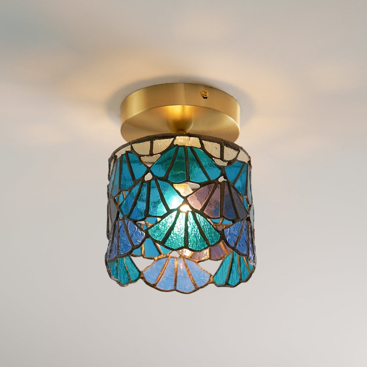 Stained Glass Shade Bloom Glass Ceiling Light