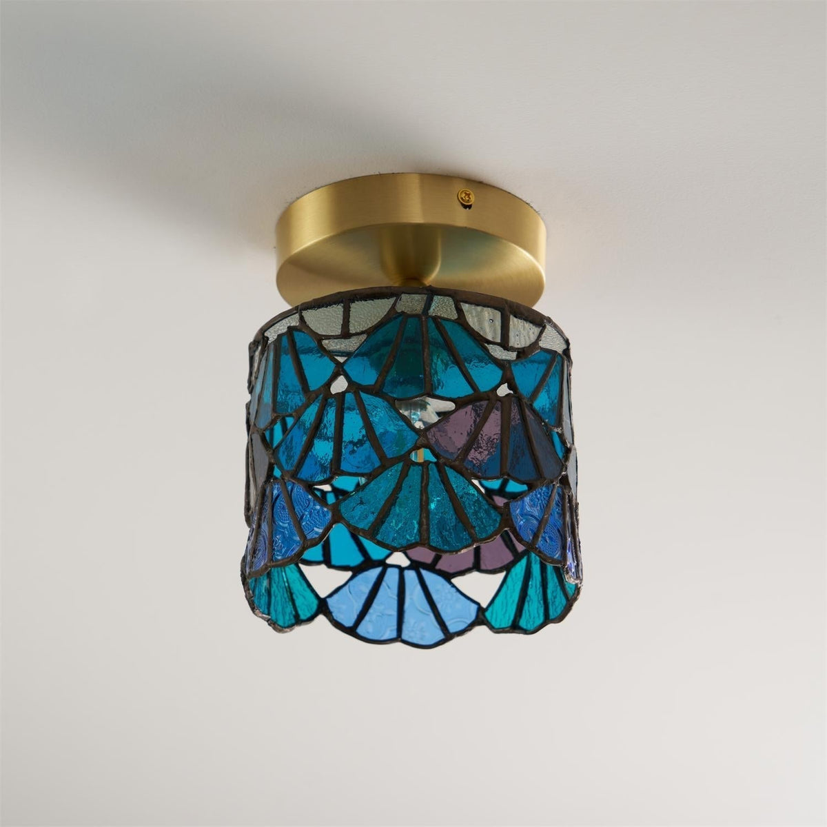Stained Glass Shade Bloom Glass Ceiling Light