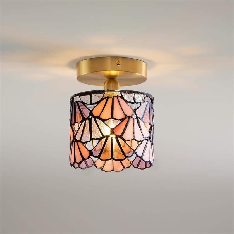 Stained Glass Shade Bloom Glass Ceiling Light