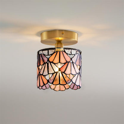 Stained Glass Shade Bloom Glass Ceiling Light