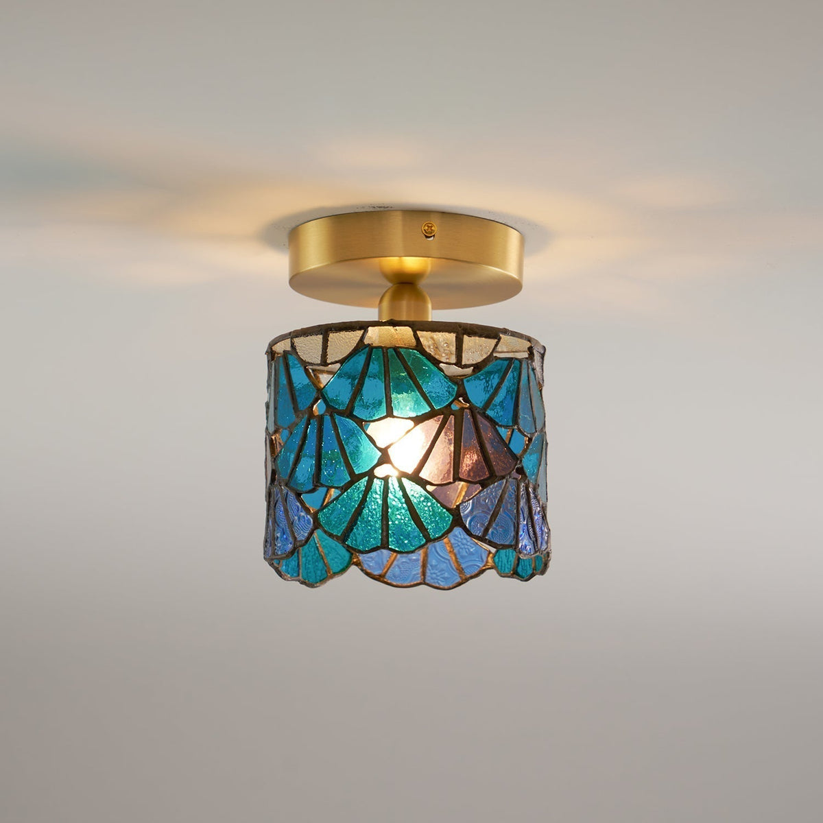 Stained Glass Shade Bloom Glass Ceiling Light