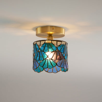Stained Glass Shade Bloom Glass Ceiling Light