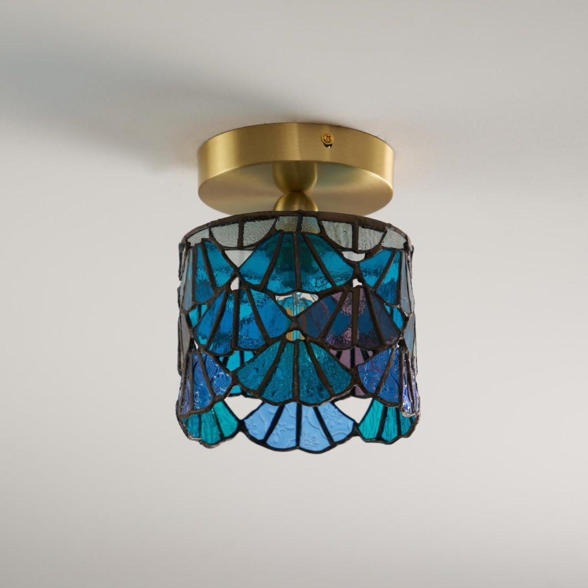 Stained Glass Shade Bloom Glass Ceiling Light