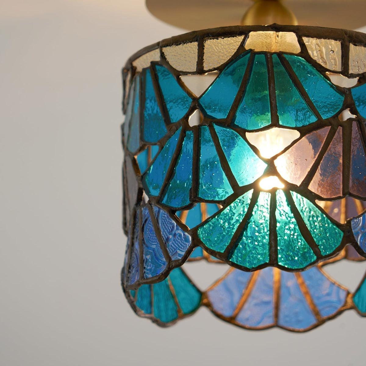 Stained Glass Shade Bloom Glass Ceiling Light