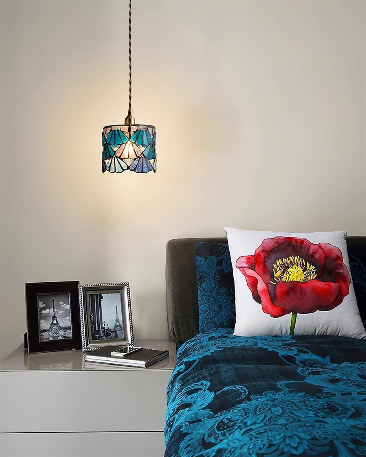 Pendant Light With Brass Accents And Glass Shade For Warm Glow