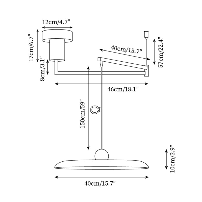 Adjustable Arm Industrial Pendant Light