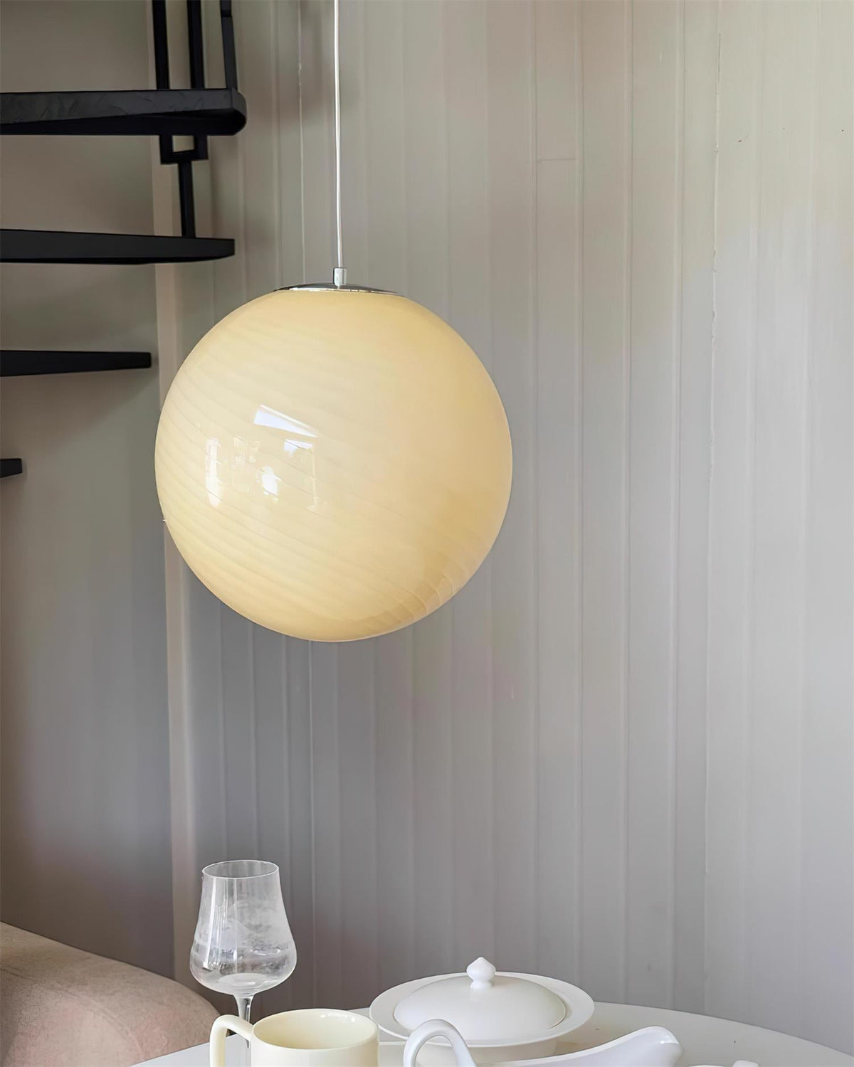 Warm Ambient Glow Glass Globe Pendant Light