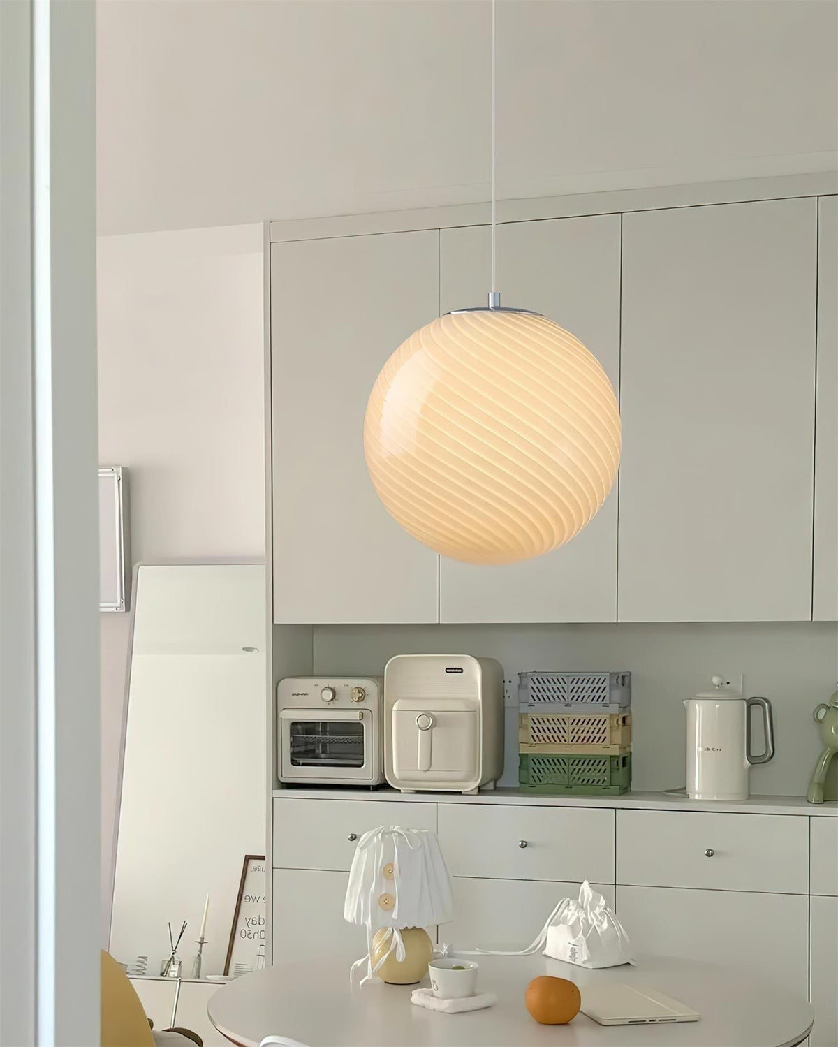 Warm Ambient Glow Glass Globe Pendant Light